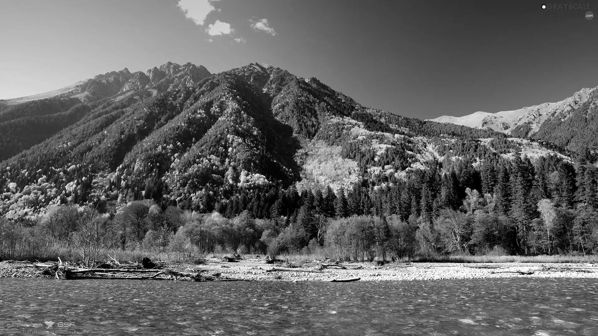 Mountains, River, autumn, woods