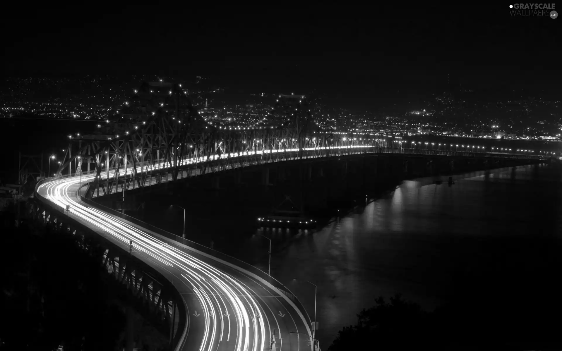 bridge, Night, light