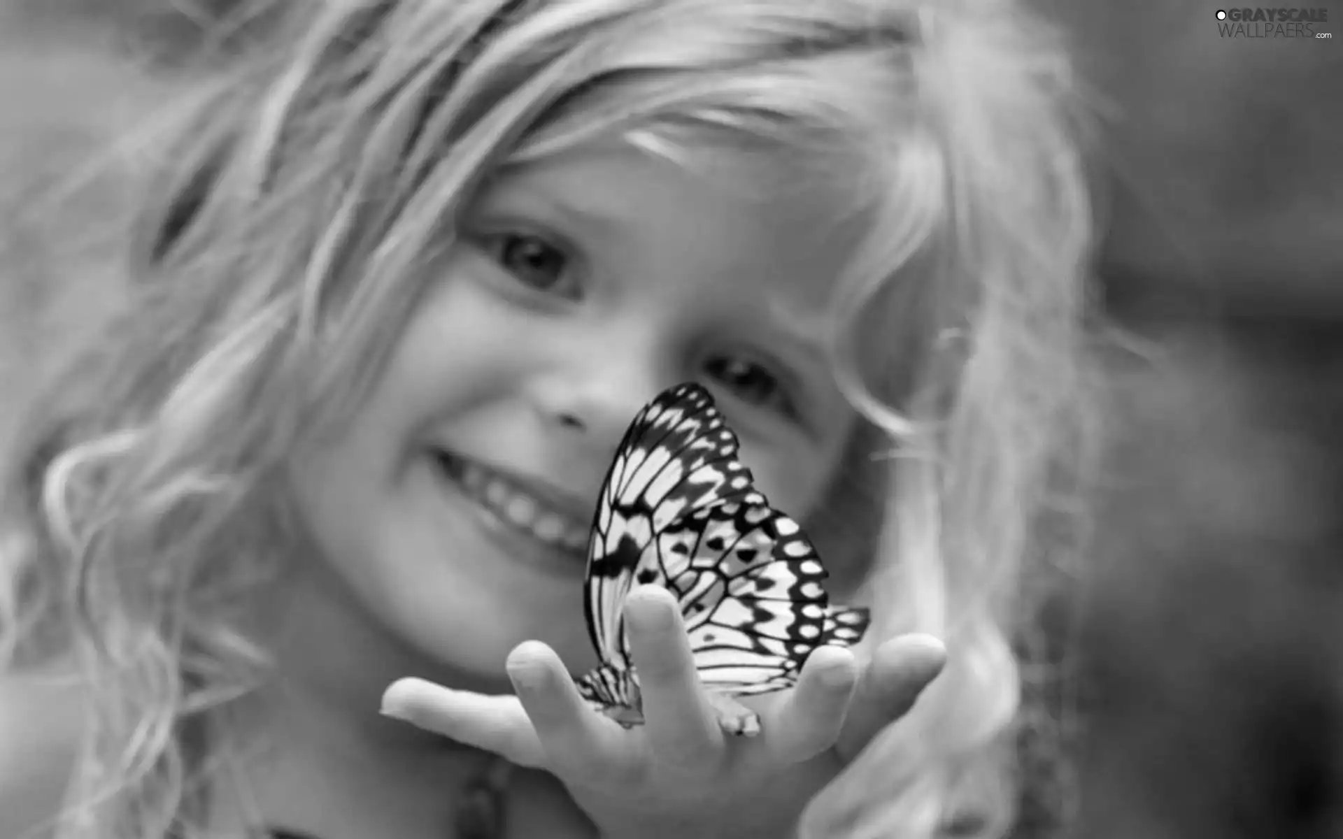 butterfly, girl, hand