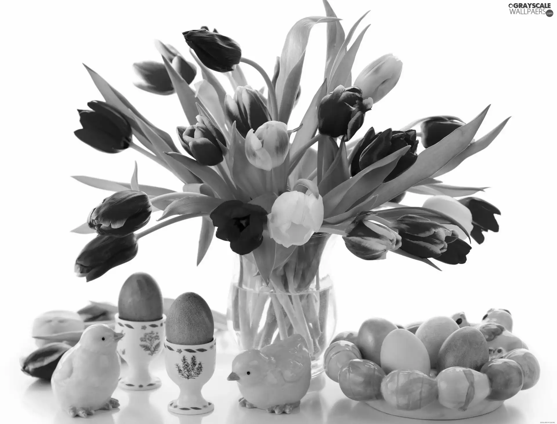 color, eggs, Tulips, bouquet, Easter