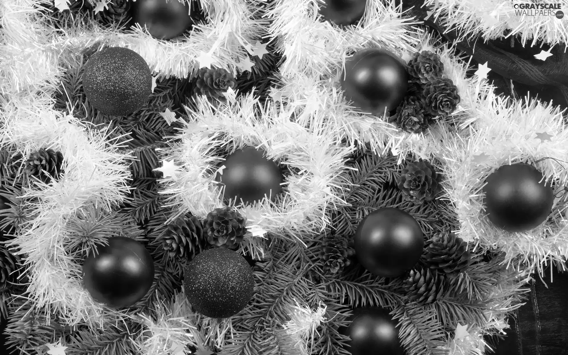 Red, christmas tree, cones, baubles