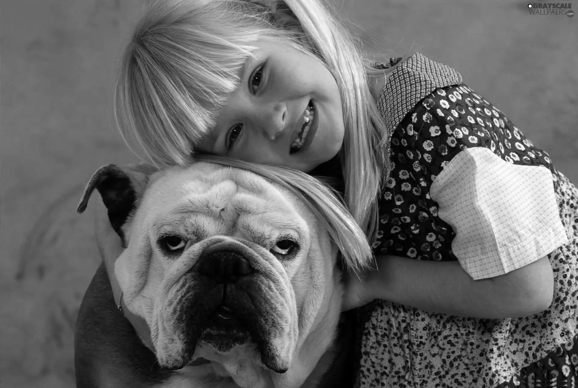 dog, girl, Smile