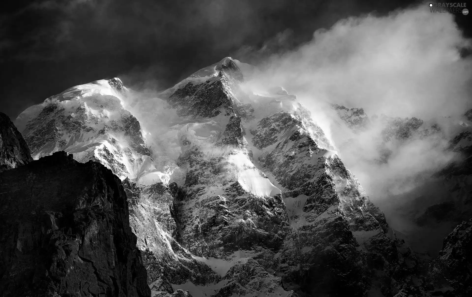 Fog, Mountains, peaks