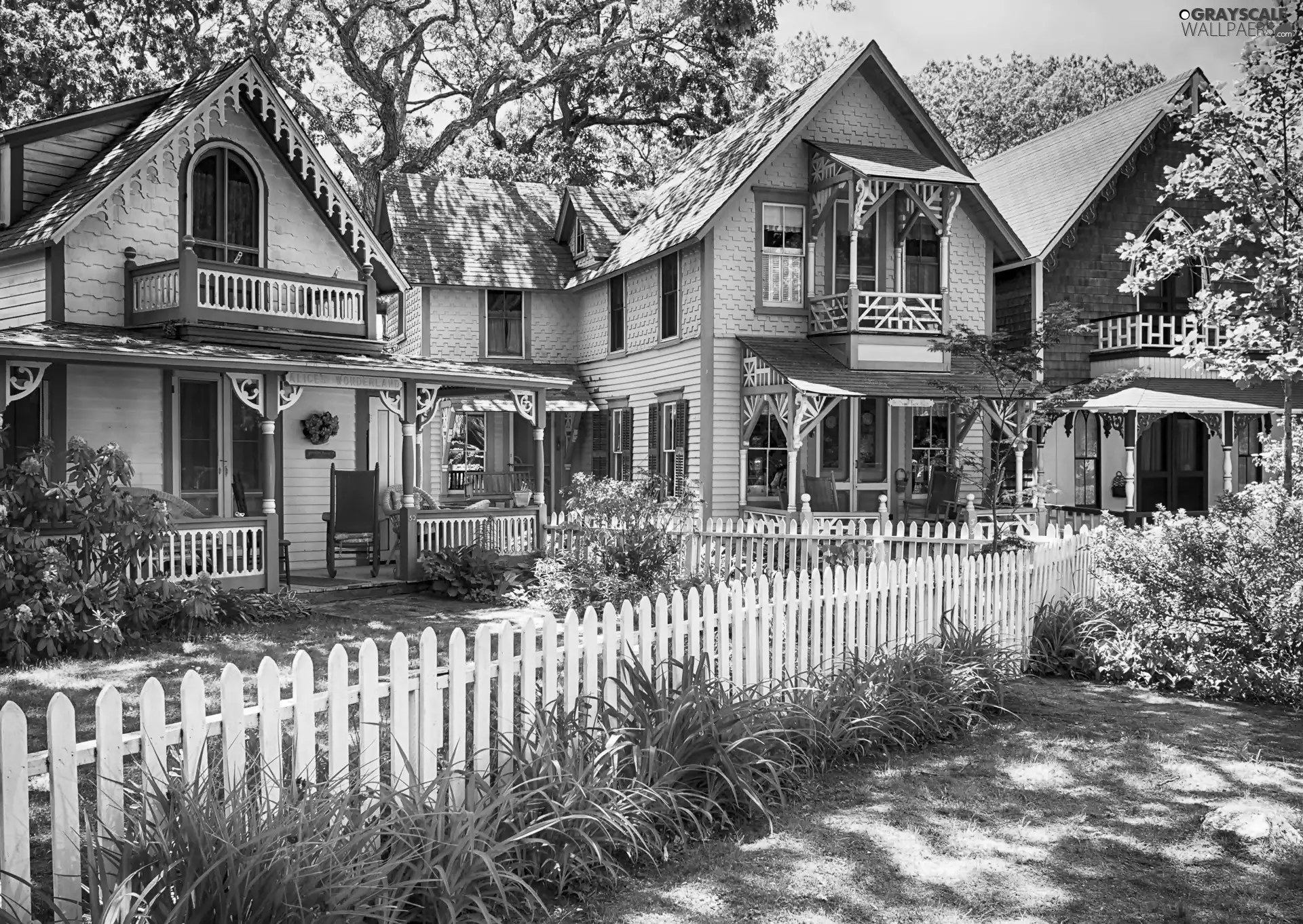 garden, summer, color, Houses, wood