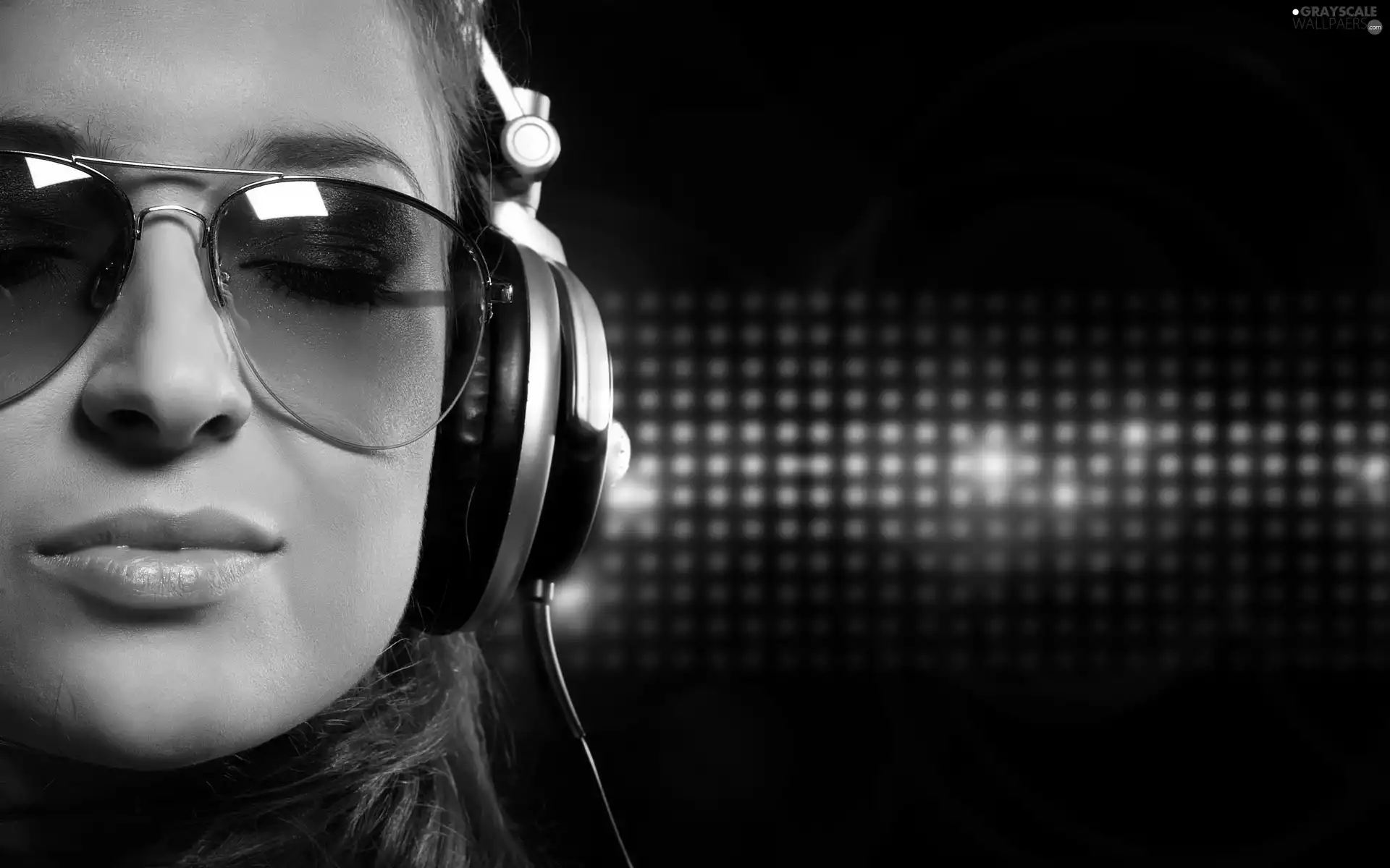 Women, music, Glasses, HEADPHONES