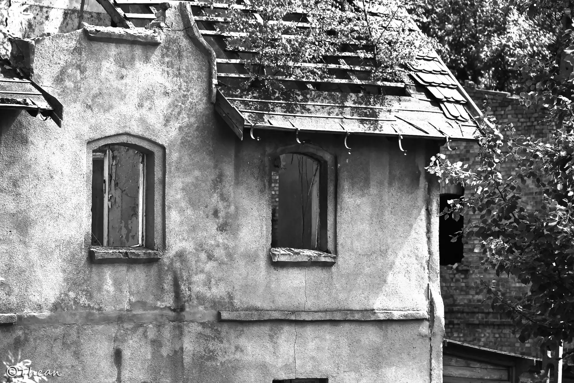 ruin, Old car, house