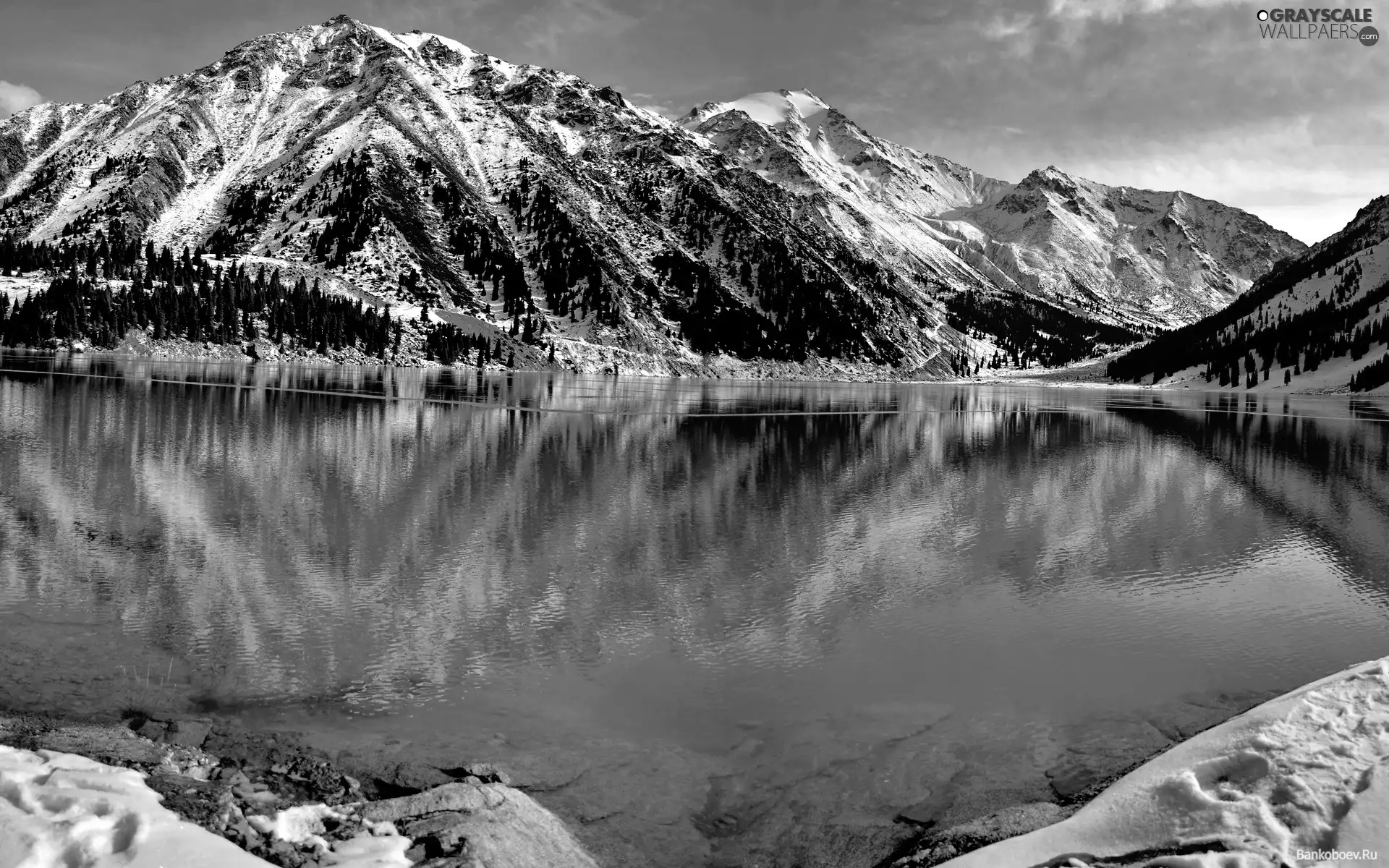 Mountains, lake