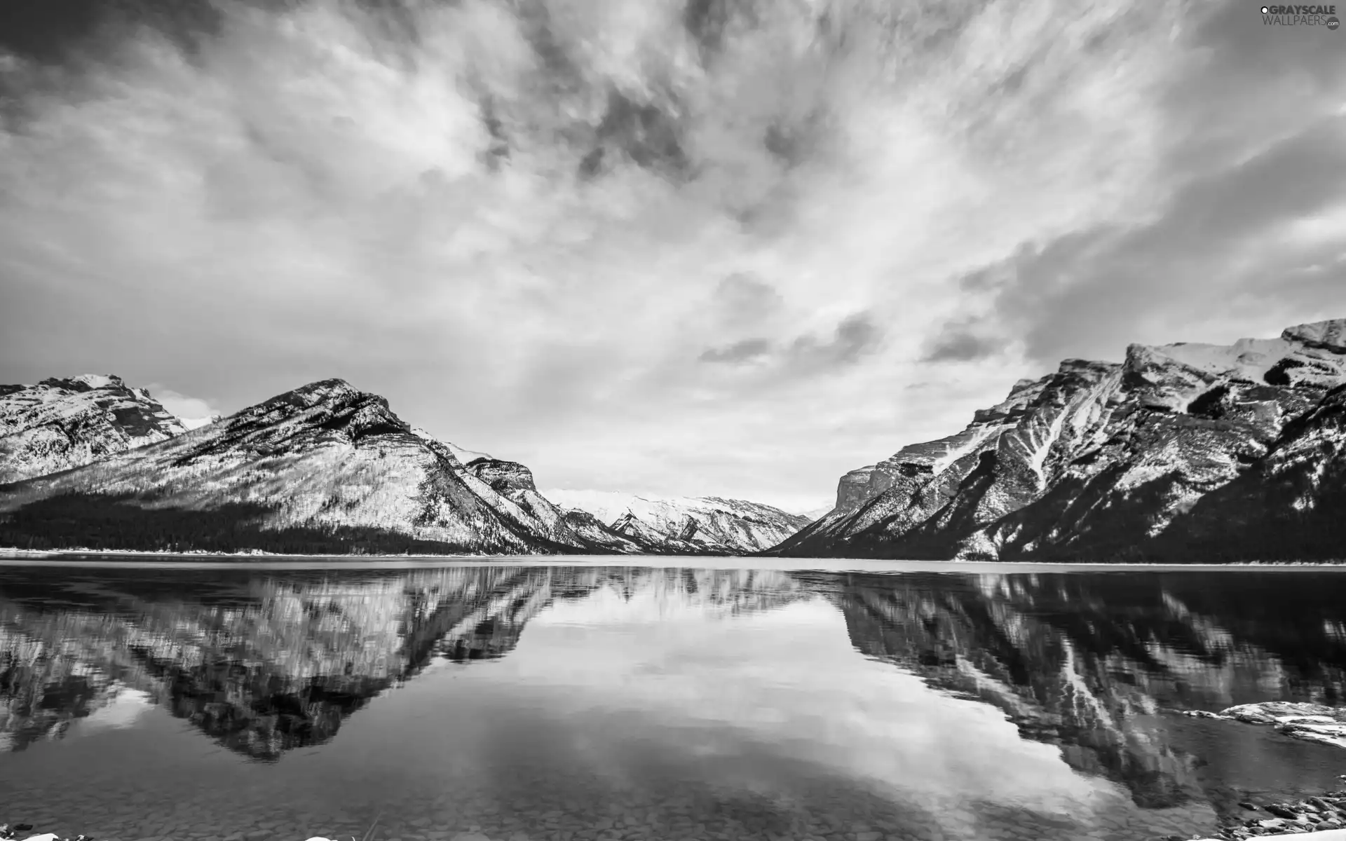 lake, Sky, Mountains