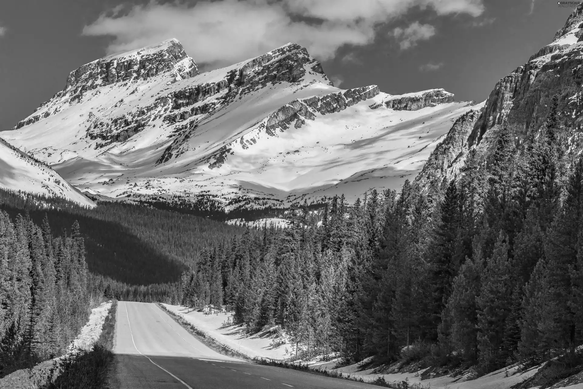 Mountains, Way, winter