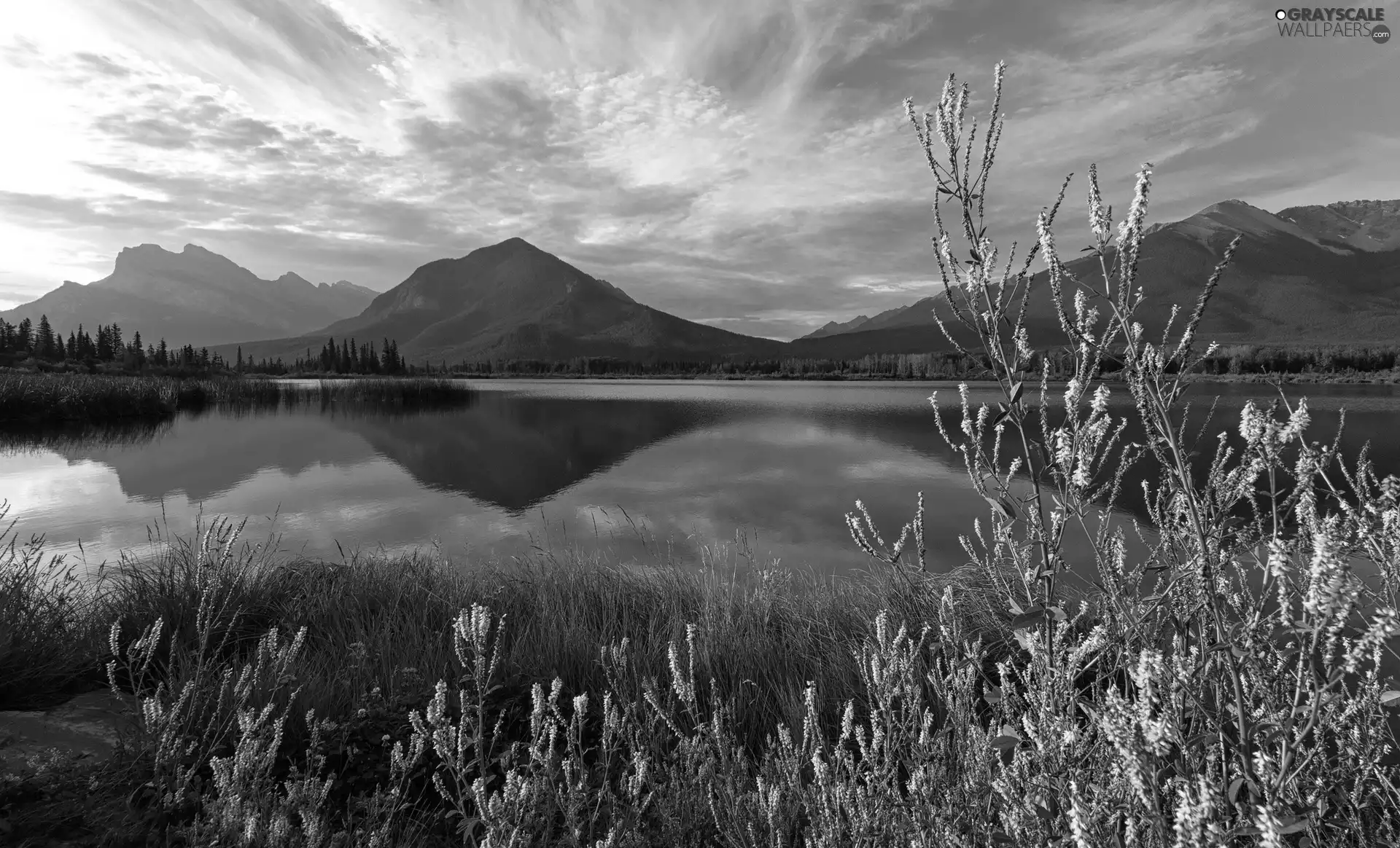 reflection, lake, Mountains