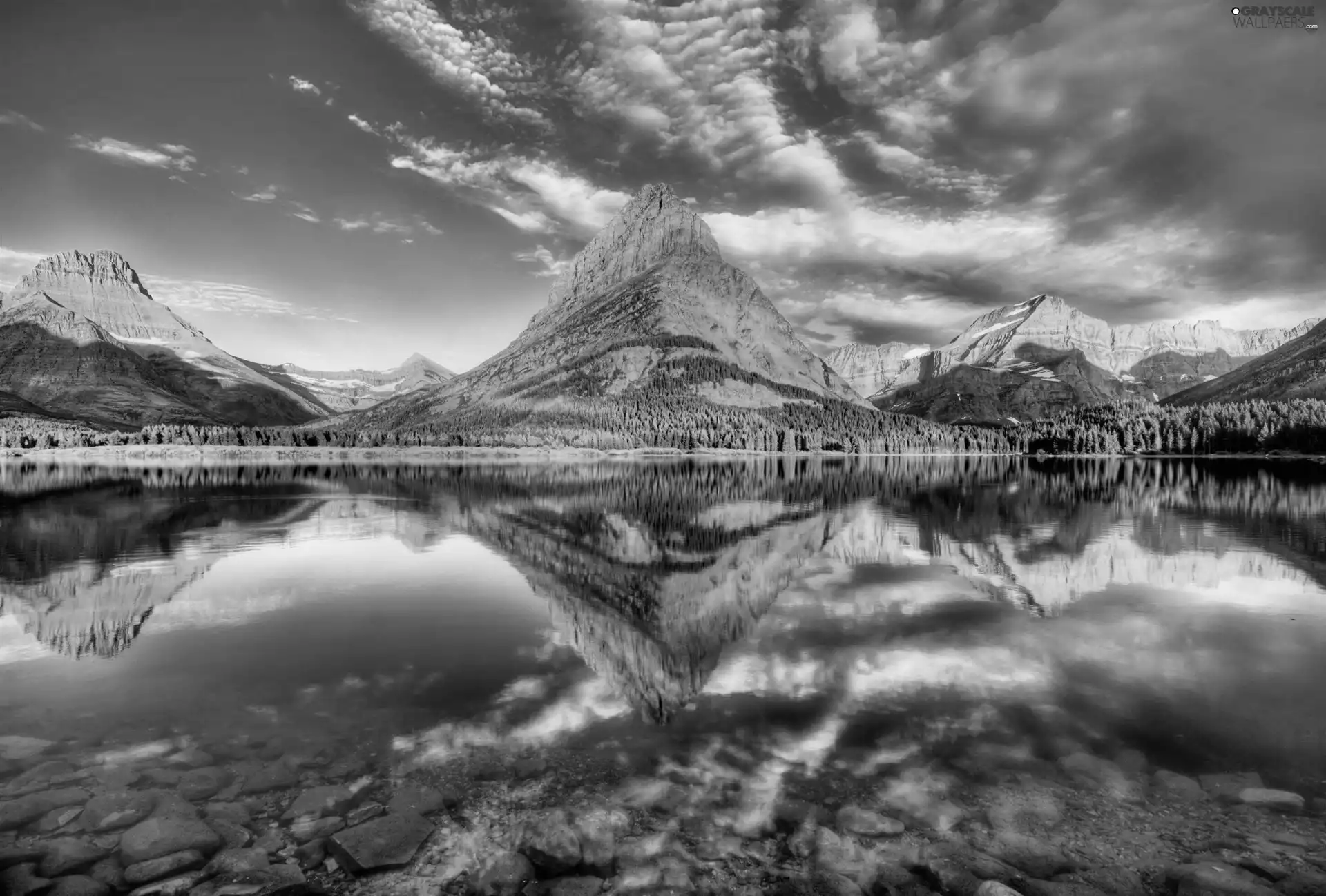 Yellow, lake, reflection, Mountains