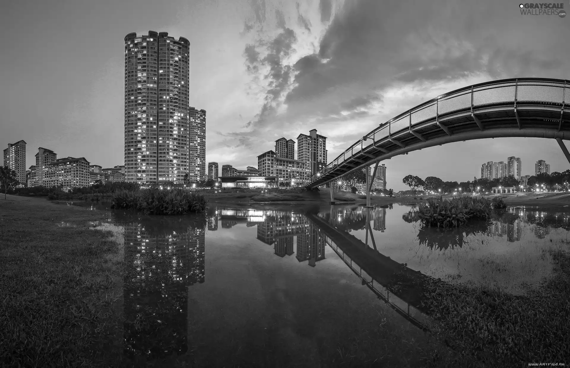 River, Houses, bridge