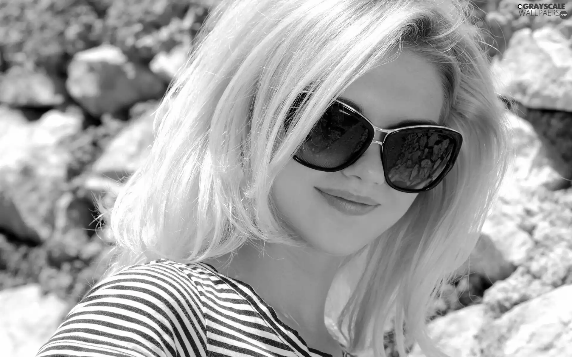 rocks, Blonde, Glasses