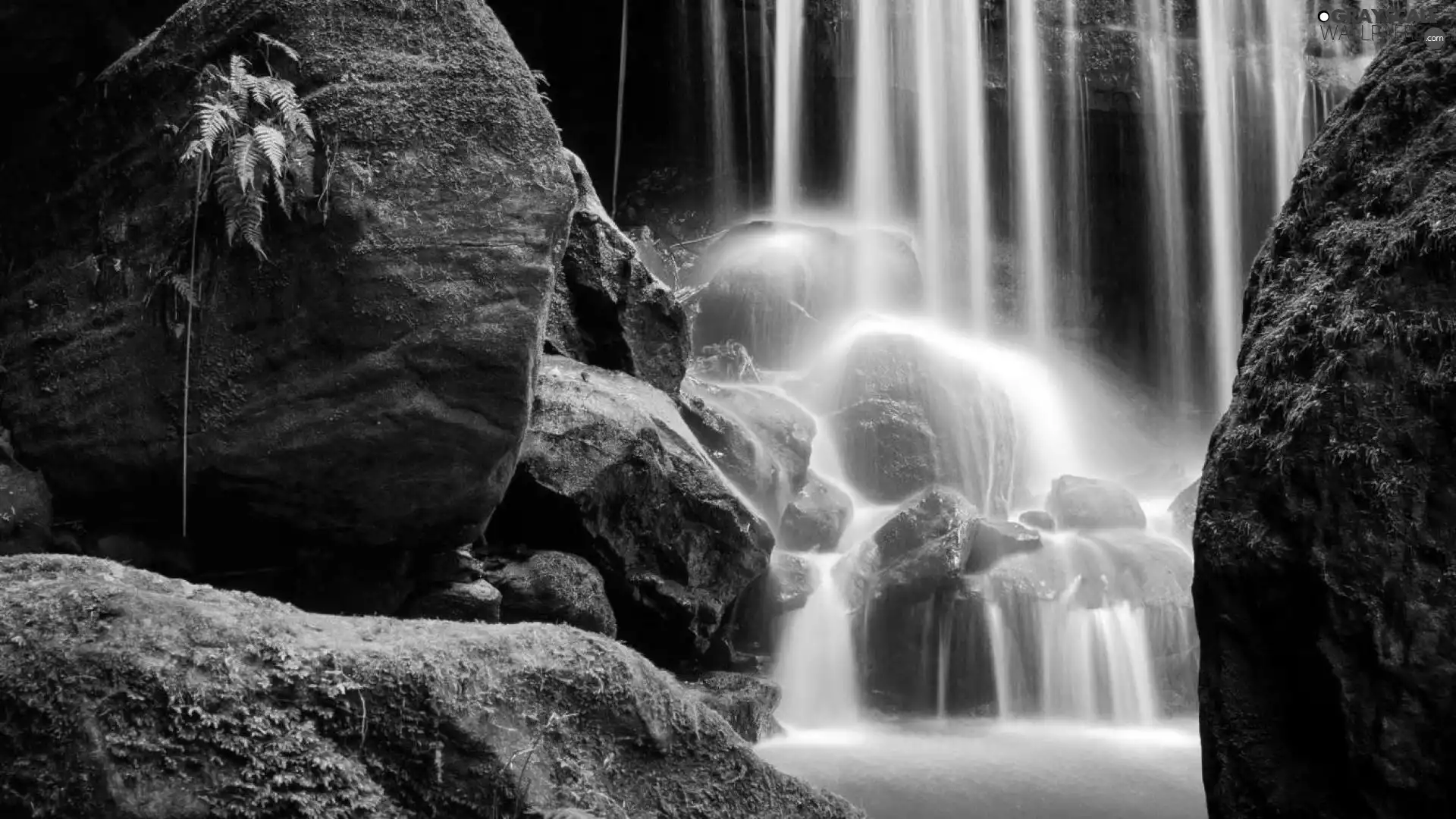 waterfall, rocks