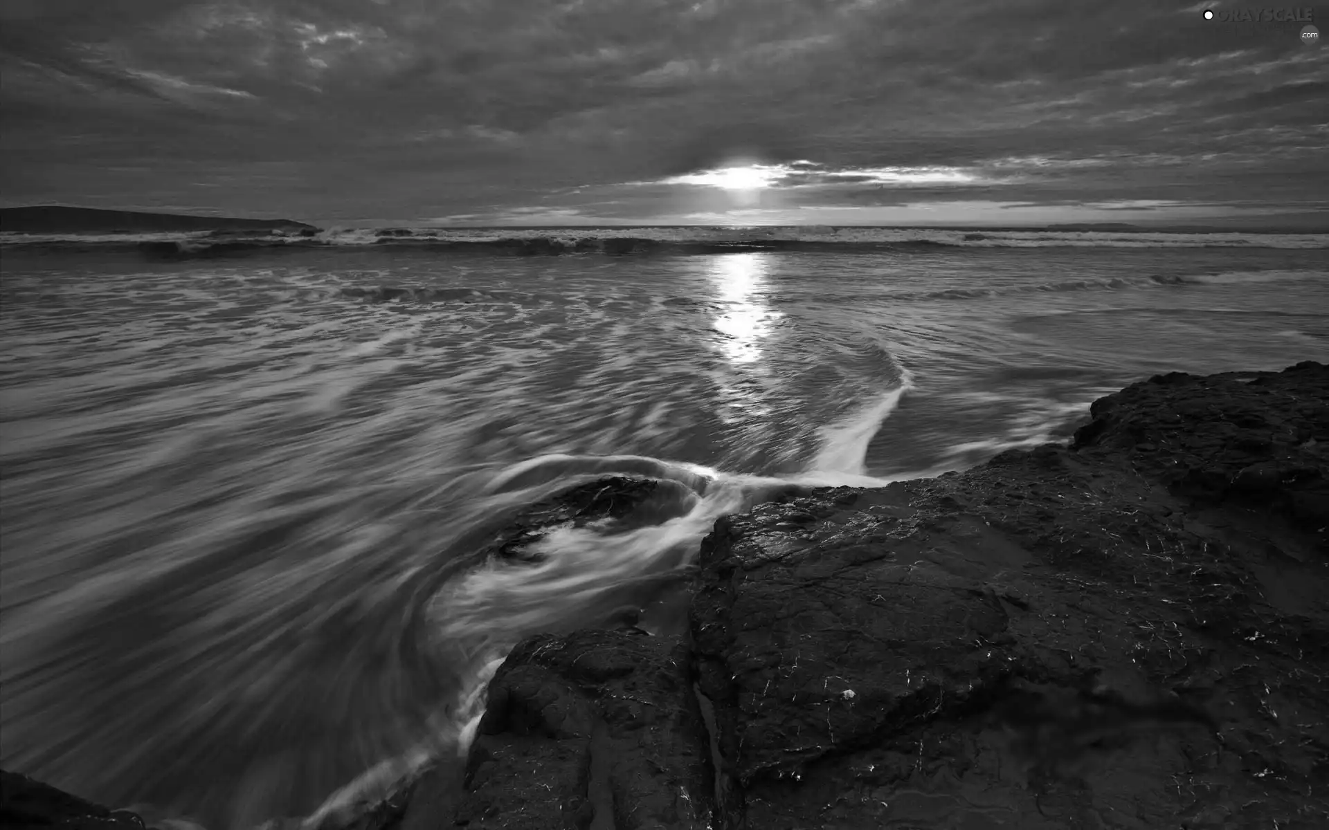 west, sea, rocks, sun