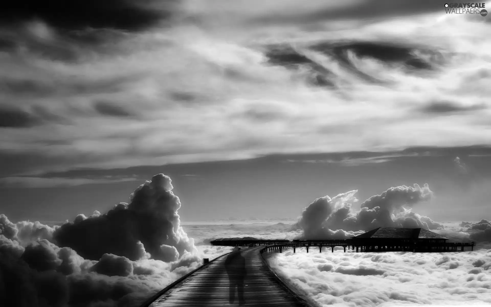 shadow, clouds, pier