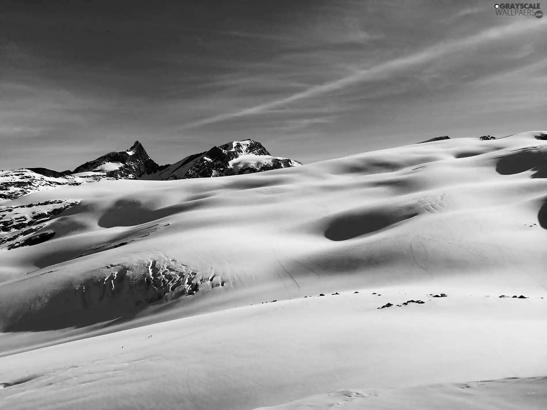 Sky, Mountains, snow, Hill, winter