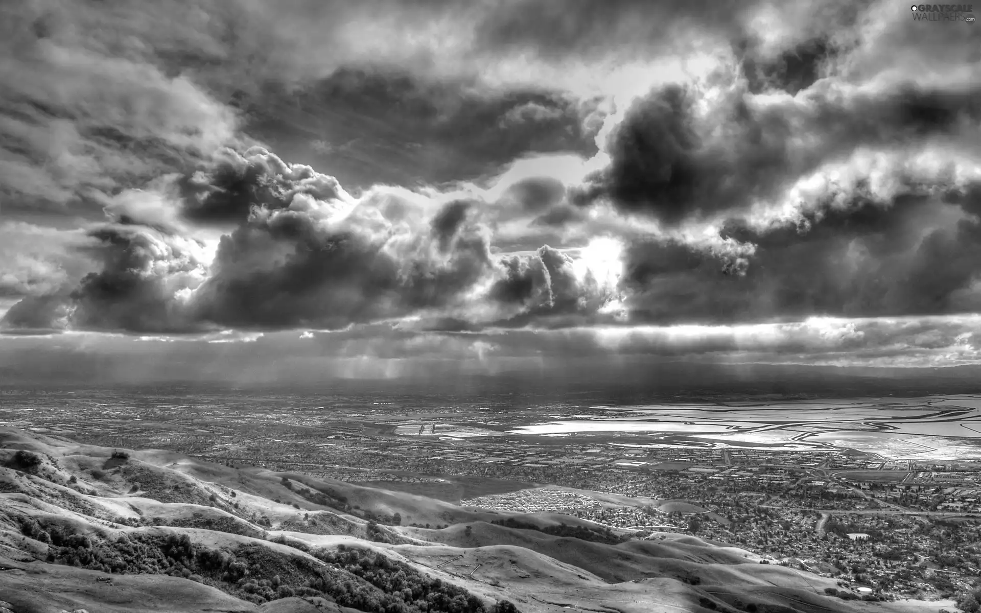 slope, dark, clouds