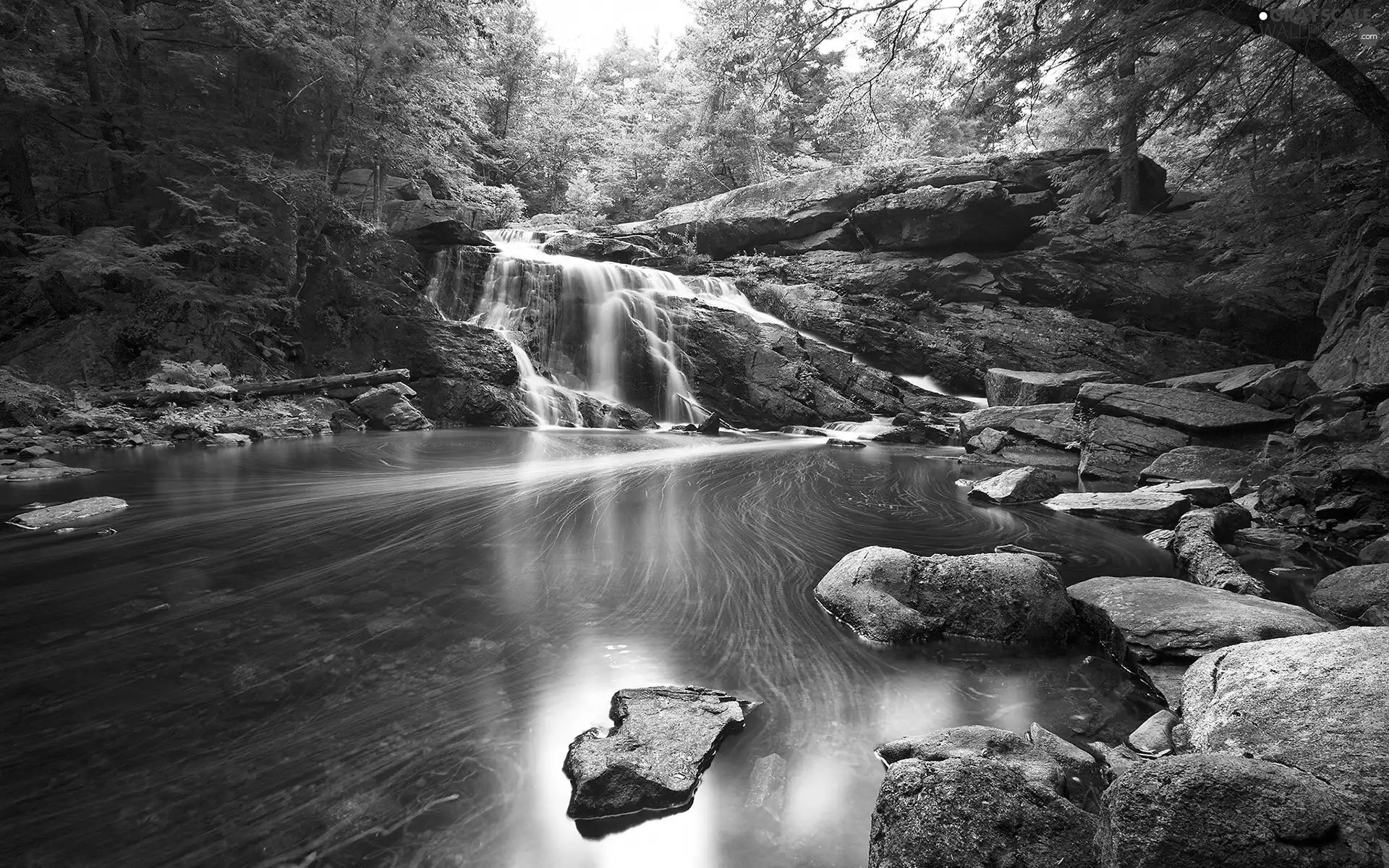 Stones, River, waterfall