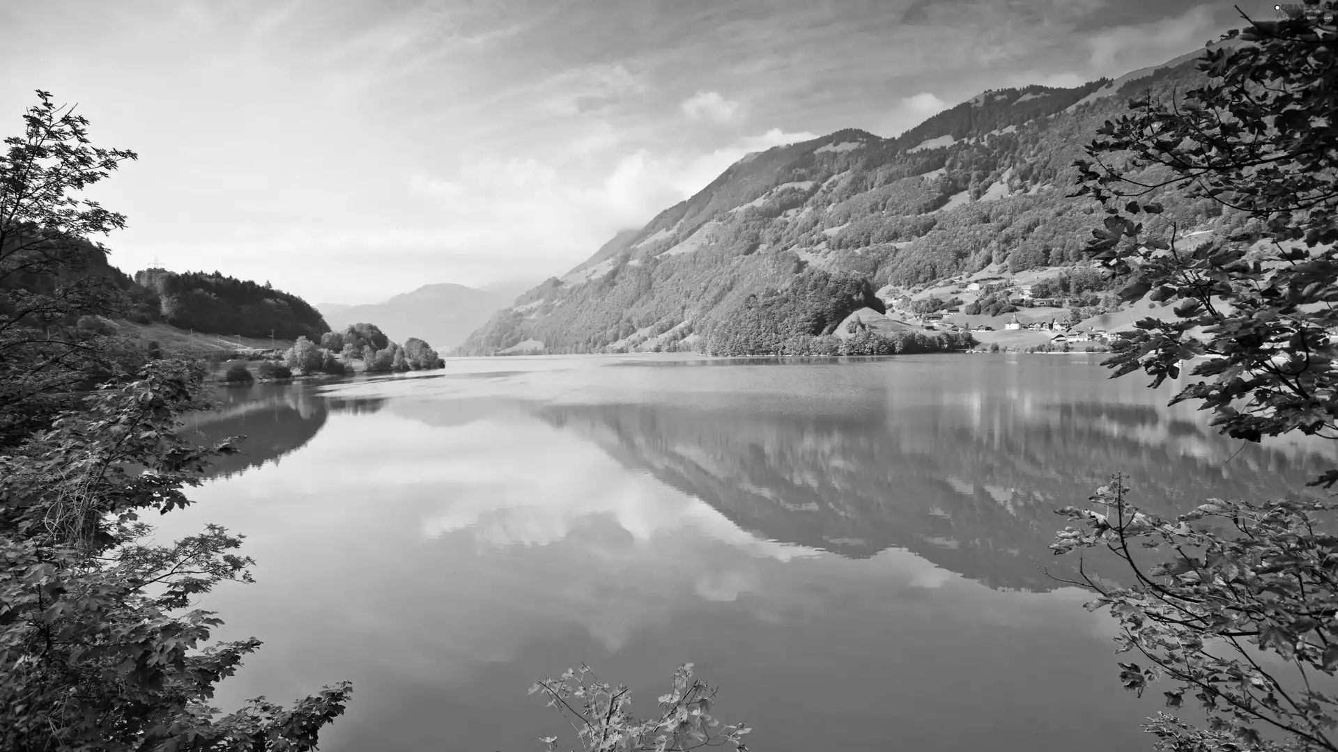 water, Mountains, blue