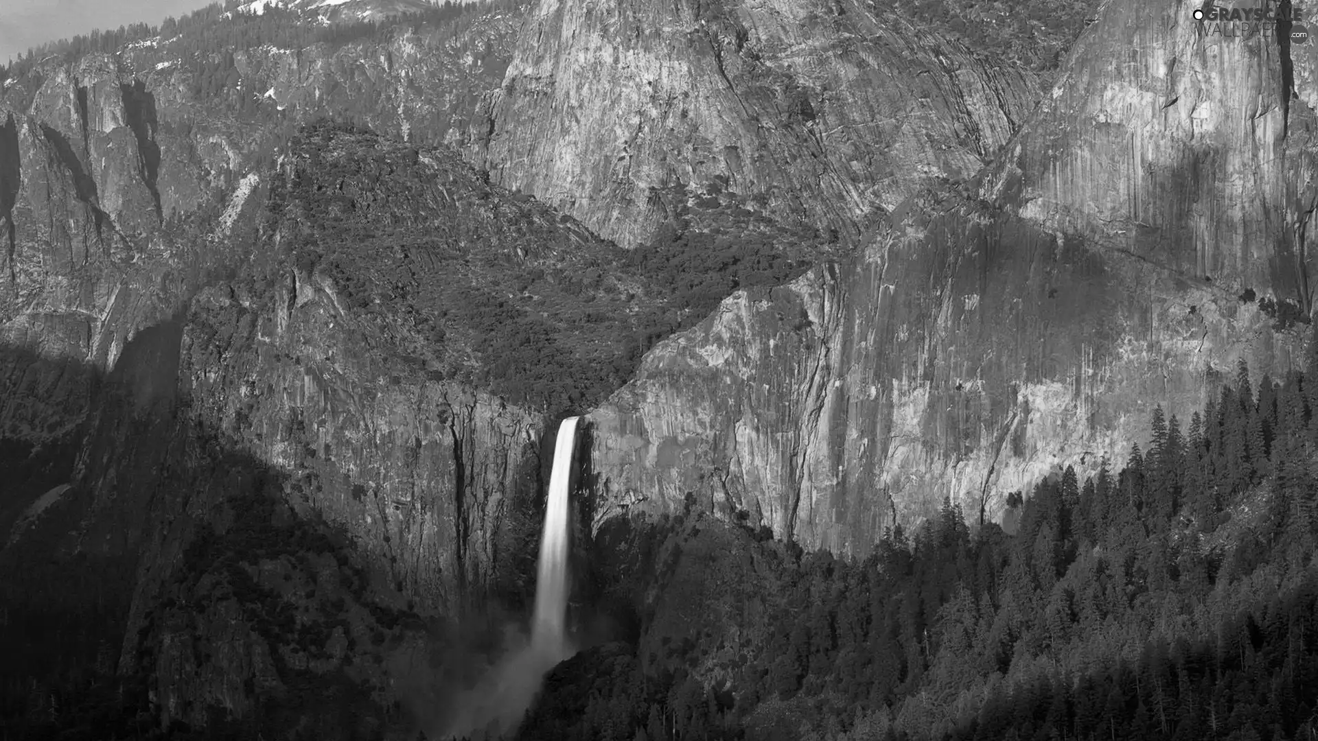 waterfall, Mountains, rocks