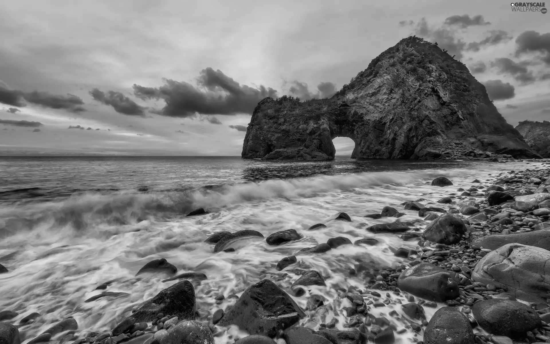 west, sun, rocks, Stones, sea